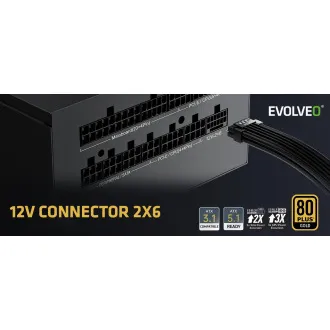 EVOLVEO G750, 750W, ATX3.1, 14cm, aPFC, 80+GOLD, 3 ani de funcționare