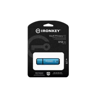 Unitate de stocare Kingston Ironkey Vault Privacy 50/512GB/USB 3.2/USB-A/Albastru