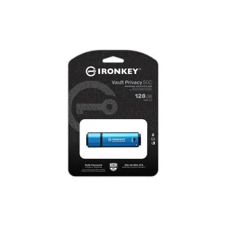 Kingston Ironkey Vault Privacy 50C/128GB/USB 3.2/USB-C/Albastru Kingston Ironkey Vault Privacy 50C/128GB/USB 3.2/USB-C/Albastru