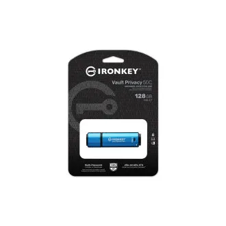 Kingston Ironkey Vault Privacy 50C/128GB/USB 3.2/USB-C/Albastru Kingston Ironkey Vault Privacy 50C/128GB/USB 3.2/USB-C/Albastru