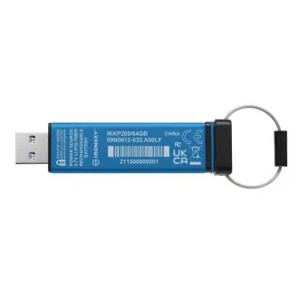 Kingston IronKey Keypad 200/64GB/USB 3.2/USB-A/Blue Kingston IronKey Keypad 200/64GB/USB 3.2/USB-A/Blue