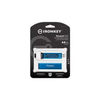 Kingston IronKey Keypad 200/64GB/USB 3.2/USB-A/Blue Kingston IronKey Keypad 200/64GB/USB 3.2/USB-A/Blue