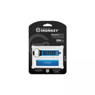 Tastatură Kingston Ironkey 200C/256GB/USB 3.0/USB-C/Albastru