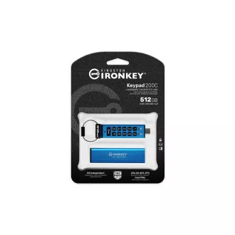 Tastatură Kingston IronKey 200C/512GB/USB 3.2/USB-C/albastru