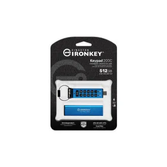 Tastatură Kingston IronKey 200C/512GB/USB 3.2/USB-C/albastru Tastatură Kingston IronKey 200C/512GB/USB 3.2/USB-C/albastru