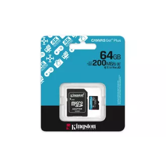 Adaptor Kingston Canvas Go Plus A2/Micro SDXC/64GB/UHS-I U3 / Clasa 10/+
