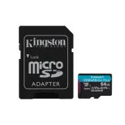 Adaptor Kingston Canvas Go Plus A2/Micro SDXC/64GB/UHS-I U3 / Clasa 10/+