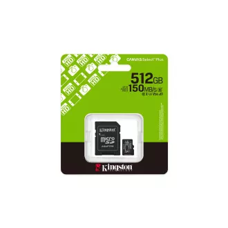 Adaptor Kingston Canvas Select Plus/Micro SDXC/512GB/UHS-I U3 / Clasa 10/+
