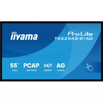 55 inchi iiyama T5529AS-B1AG: IPS, 4K UHD, Android, 24/7