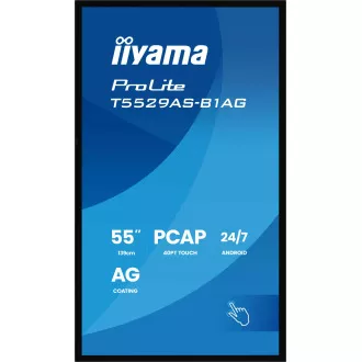 55 inchi iiyama T5529AS-B1AG: IPS, 4K UHD, Android, 24/7