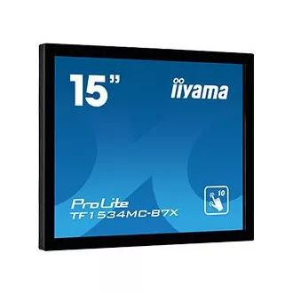 Ecran iiyama TF1534MC-B7X de 15": TN, XGA, capacitiv, 10P, 370cd/m2, VGA, DP, HDMI, IP65, negru