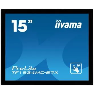 Ecran iiyama TF1534MC-B7X de 15": TN, XGA, capacitiv, 10P, 370cd/m2, VGA, DP, HDMI, IP65, negru