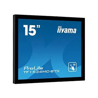 Ecran iiyama TF1534MC-B7X de 15": TN, XGA, capacitiv, 10P, 370cd/m2, VGA, DP, HDMI, IP65, negru