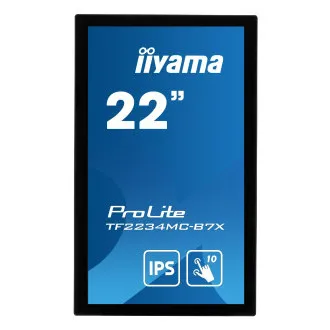 Ecran iiyama TF2234MC-B7X de 22": IPS, FullHD, capacitiv, 10P, 350cd/m2, VGA, DP, HDMI, IP65, negru