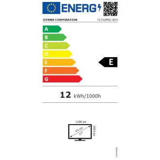 Ecran iiyama T1732MSC-B1S de 17": PCAP, 1280x1024, HDMI, DP