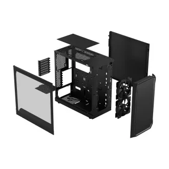 Fractal Design Focus 2 Black TG Nuanță transparentă/Midi Tower/Transpar./Negru