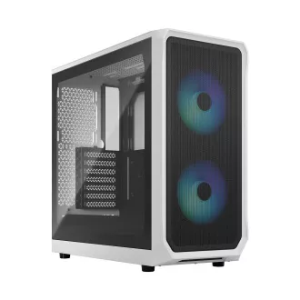 Fractal Design Focus 2 RGB White TG Nuanță clară/Midi Tower/Transpar./Alb-negru