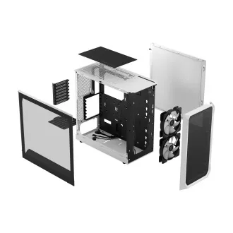 Fractal Design Focus 2 RGB White TG Nuanță clară/Midi Tower/Transpar./Alb-negru