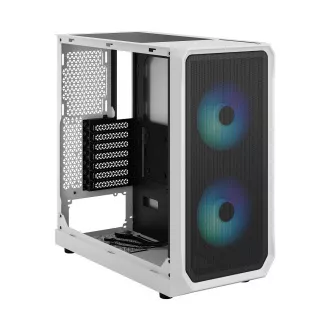 Fractal Design Focus 2 RGB White TG Nuanță clară/Midi Tower/Transpar./Alb-negru