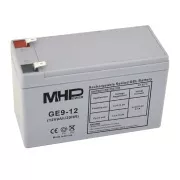 Baterie cu gel MHPower GE9-12 12V/9Ah, Faston F2 - 6.3mm, ciclu profund