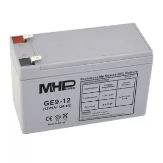 Baterie cu gel MHPower GE9-12 12V/9Ah, Faston F2 - 6.3mm, ciclu profund