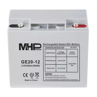 Baterie cu gel MHPower GE20-12 12V/20Ah, Terminal T1 - M5, Ciclu profund