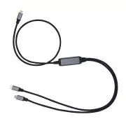 Cablu distribuitor de alimentare C-TECH USB Type-C PD 100W, 0.7m + 2x0.5m, negru