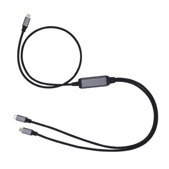 Cablu distribuitor de alimentare C-TECH USB Type-C PD 100W, 0.7m + 2x0.5m, negru