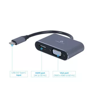 Gembird USB-C/HDMI, adaptor VGA