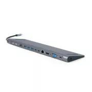 Gembird USB-C 9in1 multiport USB + HDMI + VGA + PD + cititor de carduri + LAN + audio