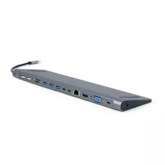 Gembird USB-C 9in1 multiport USB + HDMI + VGA + PD + cititor de carduri + LAN + audio