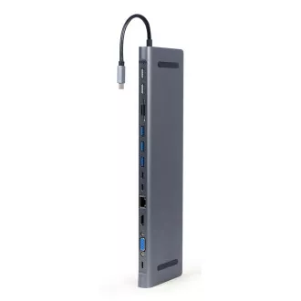 Gembird USB-C 9in1 multiport USB + HDMI + VGA + PD + cititor de carduri + LAN + audio