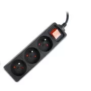 Prelungitor GEMBIRD 3FR/10A/C14, 0,6 m, negru