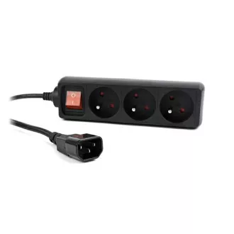 Prelungitor GEMBIRD 3FR/10A/C14, 0,6 m, negru Prelungitor GEMBIRD 3FR/10A/C14, 0,6 m, negru