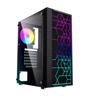 Gembird Computer Fornax 2500 ARGB/Midi Tower/Transpar./Negru