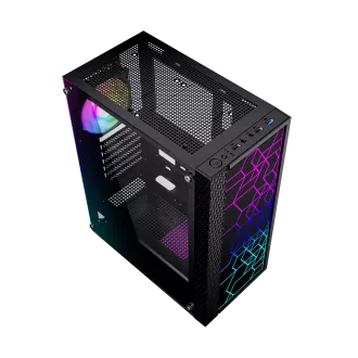 Gembird Computer Fornax 2500 ARGB/Midi Tower/Transpar./Negru