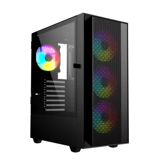 Gembird Fornax 4000 ARGB/Midi Tower/Transpar./Negru