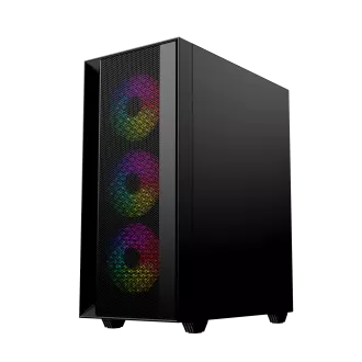 Gembird Fornax 4000 ARGB/Midi Tower/Transpar./Negru