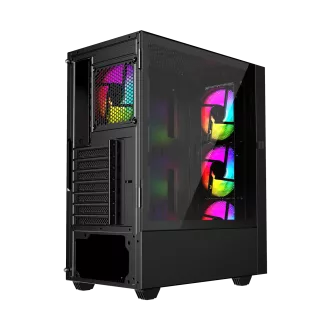 Gembird Fornax 4000 ARGB/Midi Tower/Transpar./Negru