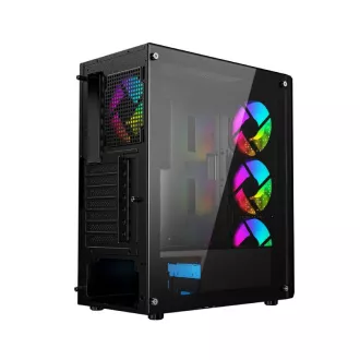 GEMBIRD Fornax 400X/Midi Tower/Transpar./Negru