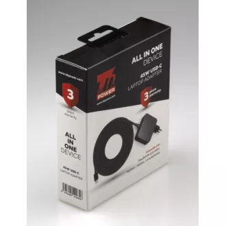 Adaptor universal pentru laptop T6 Power, 45W, USB-C