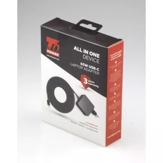 Adaptor universal pentru laptop T6 Power, 65W, USB-C