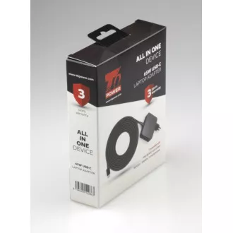 Adaptor universal pentru laptop T6 Power, 65W, USB-C