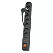Protector de supratensiune 8 prize, 1,5 m, negru