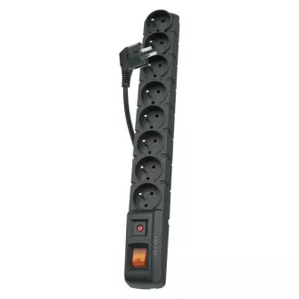 Protector de supratensiune 8 prize, 1,5 m, negru