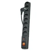 Protector de supratensiune 8 prize, 1,5 m, negru