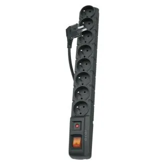 Protector de supratensiune 8 prize, 1,5 m, negru Protector de supratensiune 8 prize, 1,5 m, negru