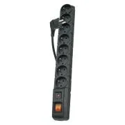 Protector de supratensiune 8 prize, 1,5 m, negru