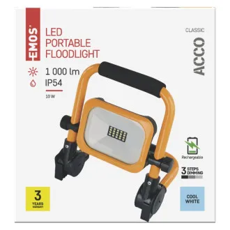 EMOS PORTABIL REÎNCĂRCABIL PORTABIL CU LED-URI DE 10W, 1000LM, IP54 EMOS PORTABIL REÎNCĂRCABIL PORTABIL CU LED-URI DE 10W, 1000LM, IP54
