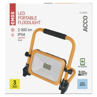 EMOS PORTABIL REÎNCĂRCABIL PORTABIL CU LED-URI DE 20W, 2000LM, IP54 EMOS PORTABIL REÎNCĂRCABIL PORTABIL CU LED-URI DE 20W, 2000LM, IP54